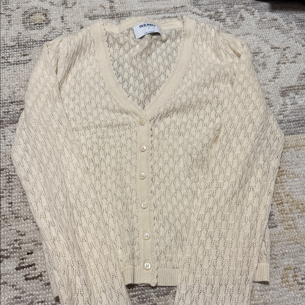 Daniel Cremieux Cream Button-Up Cardigan